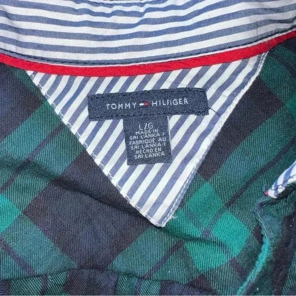 Tommy Hilfiger Women’s TarTan Green Plaid Ruffle Front Slit Neck Blouse … - Picture 8 of 16